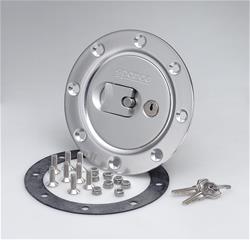 Fuel Cap, Round, Locking, Aluminum, Brushed, Each