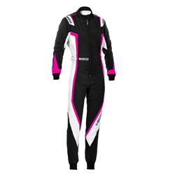 Driving Suits, Kerb Lady Karting Suits, One-piece, 2 Layers, Polyamide, Black/White, CIK/FIA N2013.1 Rating, Youth 120, Each