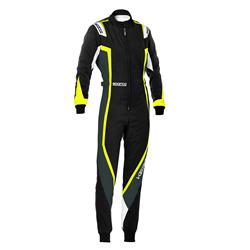Driving Suits, Kerb Lady Karting Suits, One-piece, 2 Layers, Polyamide, Black/Yellow, CIK/FIA N2013.1 Rating, Youth 140, Each