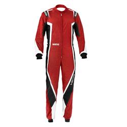 Driving Suits, Kerb Karting Suits, One-piece, 2 Layers, Polyamide, Red/Black/White, CIK/FIA N2013.1 Rating, Men's X-Small, Each