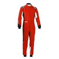 Driving Suits, Thunder Karting Suits, One-piece, 2 Layers, Polyester/Polyamide, Red/Black, CIK/FIA N2013.1 Rating, Men's Small, Each