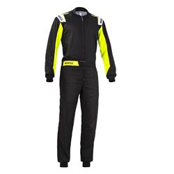 Driving Suits, Rookie Karting Suits, One-piece, 1 Layer, Polyester/Cotton, Black/Yellow, Men's Small, Each