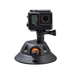 Mobile and Media Device Mounting Accessories, Action Camera Mount, 3 in. Tall, Adjustable, Vacuum Mount. Single Cup, GoPro Adapter, Black, Each