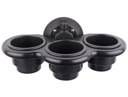 Cup Holders, 3-CUP HOLDER - VERTICAL MOUNT BLACK, Each