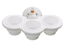 Cup Holders, 3-CUP HOLDER - VERTICAL MOUNT WHITE, Each