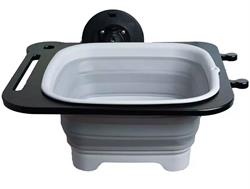 Staorage System and Cargo Holder, RV Kitchen Station, with Sink, Black, Plastic, 26 in. Wide, 17 in. Deep, 12 in. Tall, Three Vacuum Cup Mount, Each