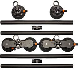 Roof Racks, Monkey Bars, Roof Rack, 48 in. Long, Plastic, Black Mounts, Aluminum Bars, Black, 4 Vacuum Mounts, Oval Pads included, Kit