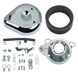 Air Cleaner, Super E and G, Teardrop, Aluminum, Chrome, S&S Cycle Top Design, Filter, Harley-Davidson®, Kit