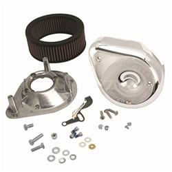 Air Cleaner, Teardrop, Aluminum, Chrome, Aluminum Base, Natural, Red Filter, Harley-Davidson®, Kit