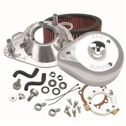 Air Cleaner, Teardrop, Aluminum, Chrome, S&S Cycle Top Design, Red Filter, Harley-Davidson®, Kit