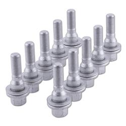 Wheel Hardware, Wheel Hardware Silver, Wheel Bolt Set (10) M12x1.5, Flat, 17WS, 45L