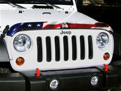 Bug Guard, Stampede Vigilante Premium Hood Protector, 3M Automotive-grade Adhesive, Acrylic, Nissan Titan, American Flag with Eagle, Each