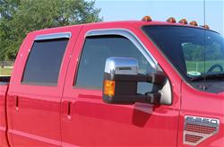 Side Window Visors, Tape-Onz Sidewind Deflectors, Front and Rear, ABS Plastic, Chrome, Chevrolet, GMC, Set of 4