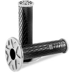 Grips, Dual Density Diamond Grip, Rubber, Black/Grey, 118 mm. Length, 7/8 in. Bars, Twist Throttle, Pair