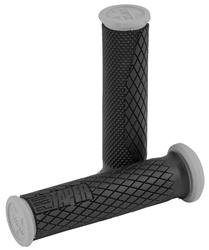 Grips, Dual Density Diamond Grip, Rubber, Black/Grey, 118 mm. Length, 7/8 in. Bars, Thumb Throttle, Pair