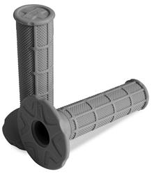 Grips, Half Waffle, Rubber, Light Grey, 118 mm. Length, 7/8 in. Bars, Twist Throttle, Pair