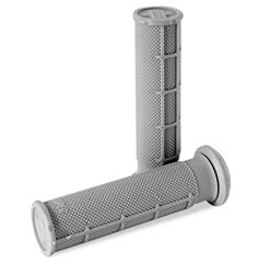 Grips, Half Waffle, Rubber, Light Grey, 118 mm. Length, 7/8 in. Bars, Thumb Throttle, Pair