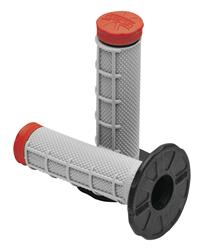 Grips, Half Waffle, Rubber, Red, 121 mm. Length, 7/8 in. Bars, Twist Throttle, Pair