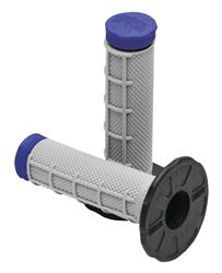 Grips, Half Waffle, Rubber, Blue, 121 mm. Length, 7/8 in. Bars, Twist Throttle, Pair