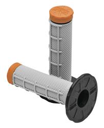 Grips, Half Waffle, Rubber, Orange, 121 mm Length, 7/8 in. Bars, Twist Throttle, Pair