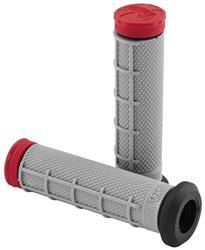 Grips, Half Waffle, Rubber, Red, 123 mm Length, 7/8 in. Bars, Thumb Throttle, Pair