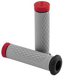 Grips, Full Diamond, Rubber, Red, 123 mm. Length, 7/8 in. Bars, Thumb Throttle, Pair