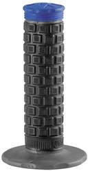 Grips, Pillow Top, Rubber, Grey/Black/Blue, 121 mm. Length, 7/8 in. Bars, Twist Throttle, Pair