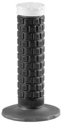 Grips, Pillow Top, Rubber, Grey/Black/White, 121 mm. Length, 7/8 in. Bars, Twist Throttle, Pair