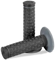 Grips, Pillow Top, Rubber, Grey/Black, 121 mm. Length, 7/8 in. Bars, Twist Throttle, Pair