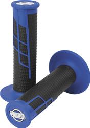 Grips, Clamp-On 1/2 Waffle, Rubber, Blue/Black, Pair