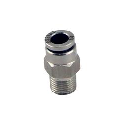 Fitting, Pushloc, 1/8 in. NPT Male to 1/4 in. Hose, Straight, Stainless Steel, Each