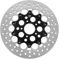 Brake Rotor, Mesh, Cross-drilled Surface, Stainless, Black Anodized/Polished, Front, Harley-Davidson®, Each