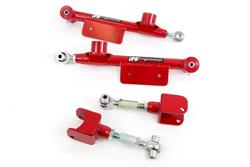 Control Arms, Rear Upper/Lower, Tubular, Bushings, Red Powdercoated, Steel, Kit