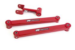 Control Arms, Rear, Upper/Lower, Tubular, Bushings, Red Powdercoated, Steel, Set of 3