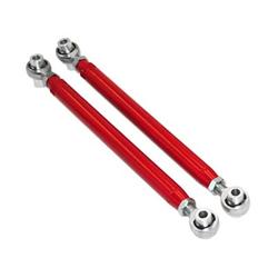 Control Arms, Double Adjustable, Rear, Lower, Tubular, Bushings, Red Powdercoated, Steel, Pair