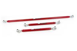 Control Arms, Double Adjustable, Rear Lower, Tubular, Bushings Red Powdercoated, Steel, Kit
