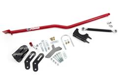 Panhard and Track Bar Brackets, Panhard Bar Lowering and Leveling Kits, Red Powdercoated Steel Brackets, Relocated Upper Bar, Chevy, Pontiac, Kit
