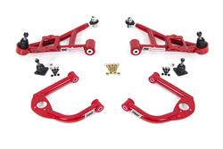 Control Arms, Front, Upper and Lower, Tubular, Red Powdercoated, Steel, Chevy, Pontiac, Kit