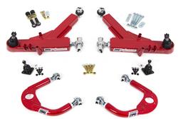 Control Arms, Road Race, Front, Upper and Lower, Tubular/Boxed, Adjustable, Red Powdercoated, Steel, Chevy, Pontiac, Kit