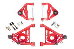 Control Arms, Non-adjustable, Front Upper and Lower A-arms, Tubular, Steel, Red Powdercoated, Kit