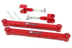 Control Arms, Rear Upper/Lower, Tubular/Boxed, Bushings, Red Powdercoated, Steel, Kit