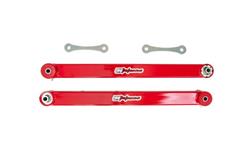 Control Arms, Extended Length Rear Lower, Boxed, Steel, Red, Polyurethane/Spherical Bearing Bushings, Chevy, Pair