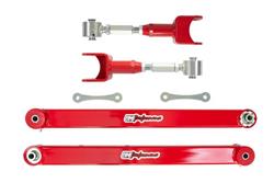 Control Arms, Rear Upper/Lower, Adjustable Upper, Extended Lower, Steel, Red, Polyurethane/Spherical Bearing Bushings, Chevy, Kit