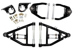 Control Arms, CornerMax, Front, Upper and Lower, Tubular, Black Powdercoated, Steel, Chevy, GMC, Kit