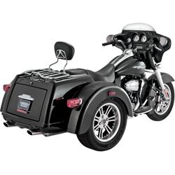 Mufflers, Trike Deluxe, Slip-On, Oval, Steel, Chrome, Oval Rolled Lip Tip Outlet, Harley-Davidson®, Pair