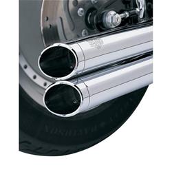 Exhaust Tips, Round, Single, Bolt-on, Aluminum, Chrome, Slant Cut, Pair