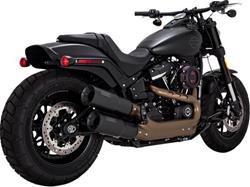 Mufflers, Hi-Output, Slip-On, Round, Steel, Black Ceramic Coated, Straight Tip Outlet, Harley-Davidson®, Pair