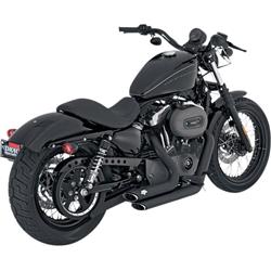 Exhaust System, Shortshot, Full, Steel, Black Ceramic Coated, Round Slant Outlet, Harley-Davidson®, Kit