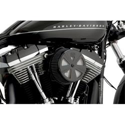 Air Cleaner Cover, V02 Skullcap Crown, Steel, Black Ceramic, Harley-Davidson®, Vance & Hines, Each