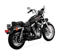 Exhaust System, Shortshot Staggered, Full, Steel, Black Ceramic, Round Slant Outlet, Harley-Davidson®, Each